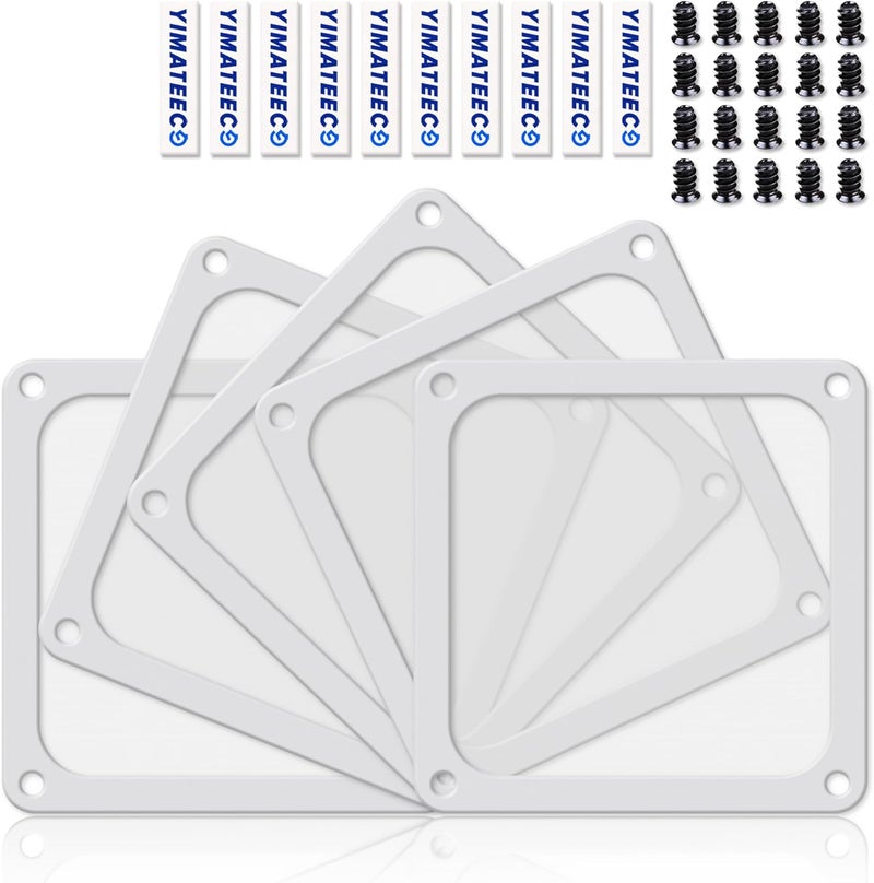 YIMATEECO Dust Filter PC 120mm for Computer Cooler/PSU/Routers Nylon 80 Mesh, Magnetic Frame PC Fan Dust Mesh PC Cooler Filter Dustproof Computer Fan Grills (Nylon, 120 * 120mm, 5pcs, White) - Image 1